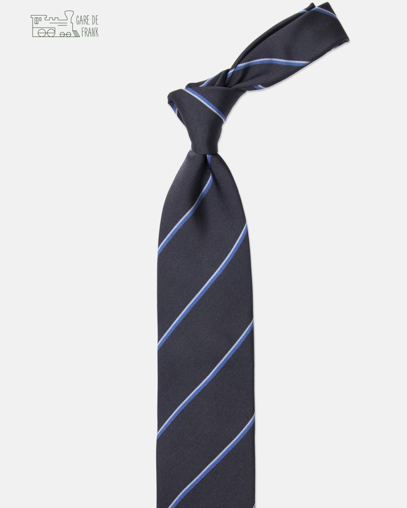 3-Fold Silk Tie In Dark Grey/Blue/Dove Regimental
