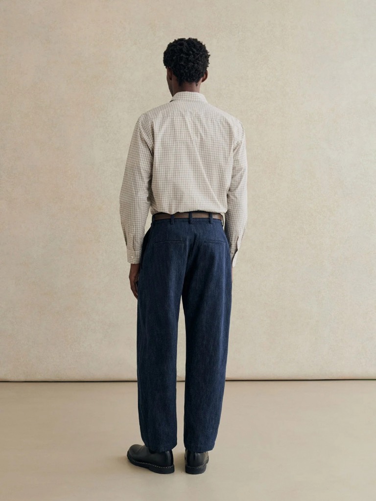 Denim Blue Cotton & Wool Balloon Trousers