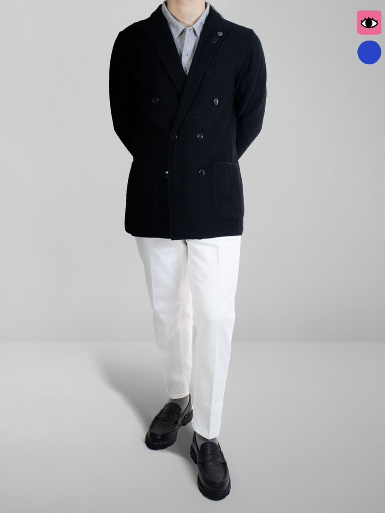 Black Knit Double-Breasted Jacket