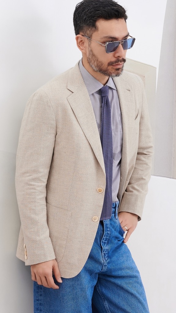 Aida Ivory Cotton/Linen/Wool Sport Jacket