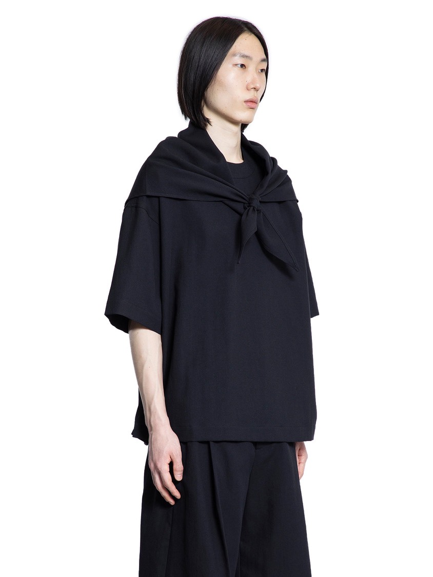 Cary Woven Scarf T-shirt in Black