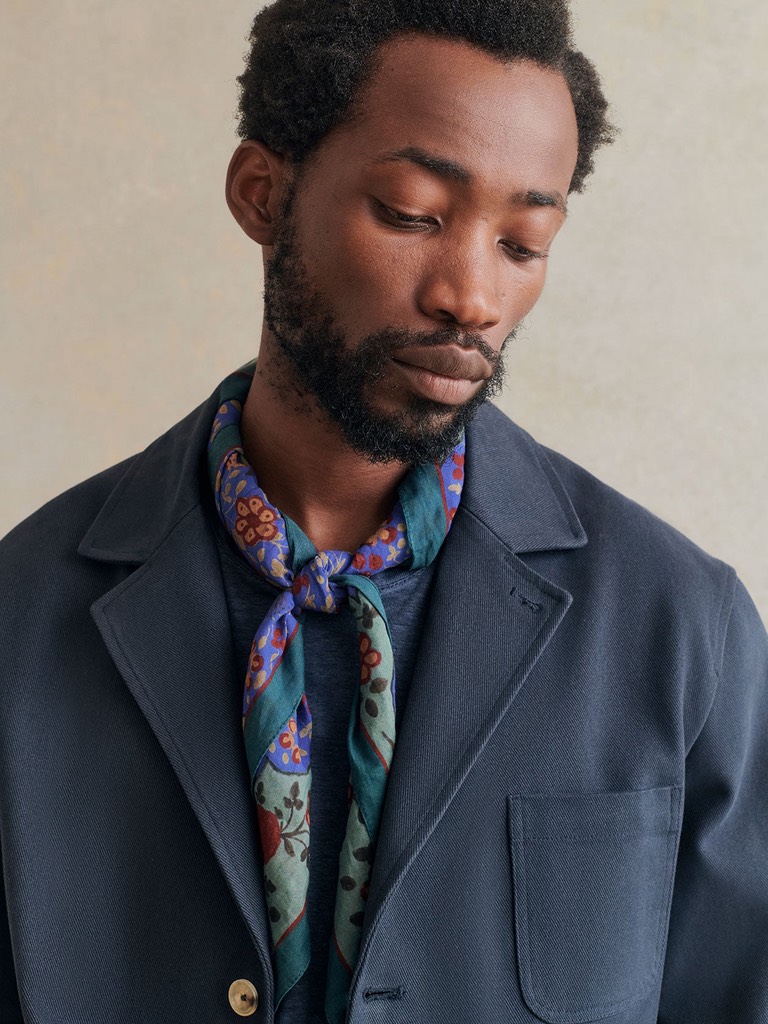 Ispahan Bandana in Folk Pattern Blue
