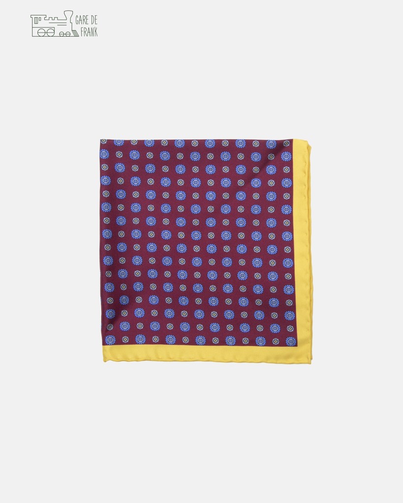 White/Yellow Medallion Silk Pocket Square