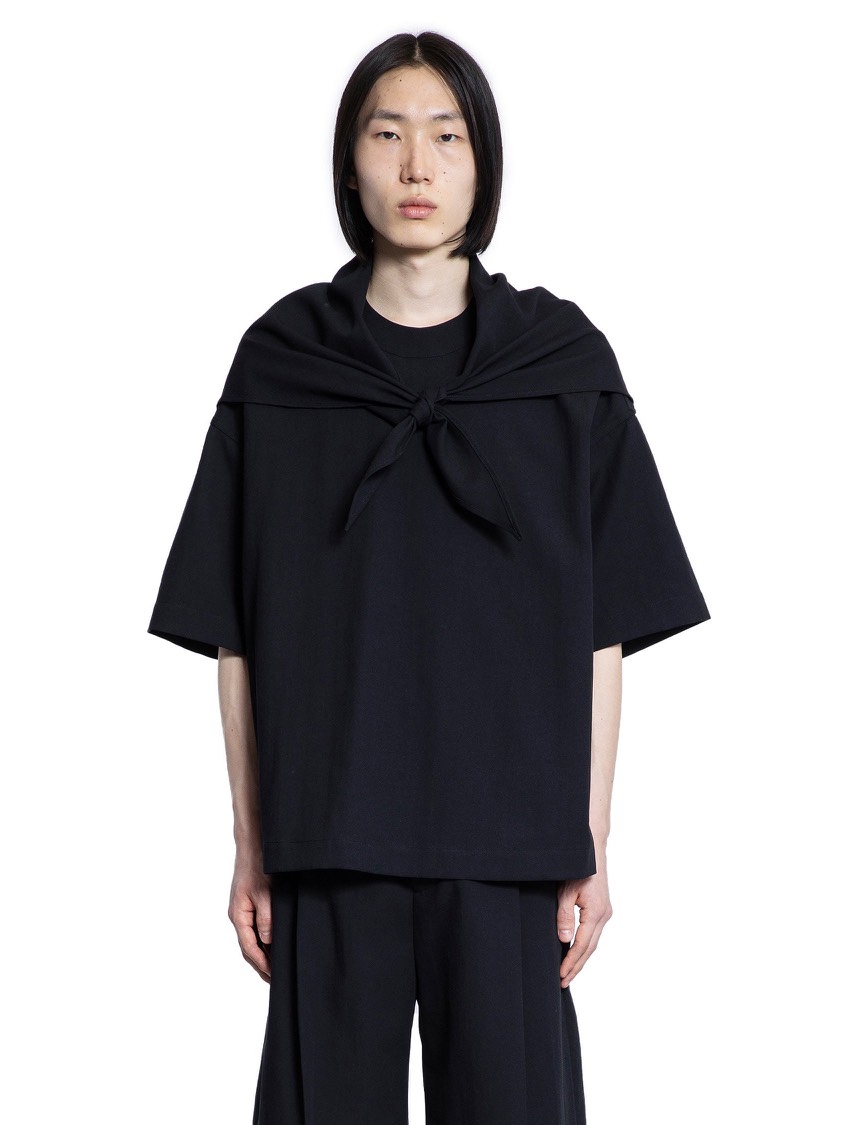 Cary Woven Scarf T-shirt in Black