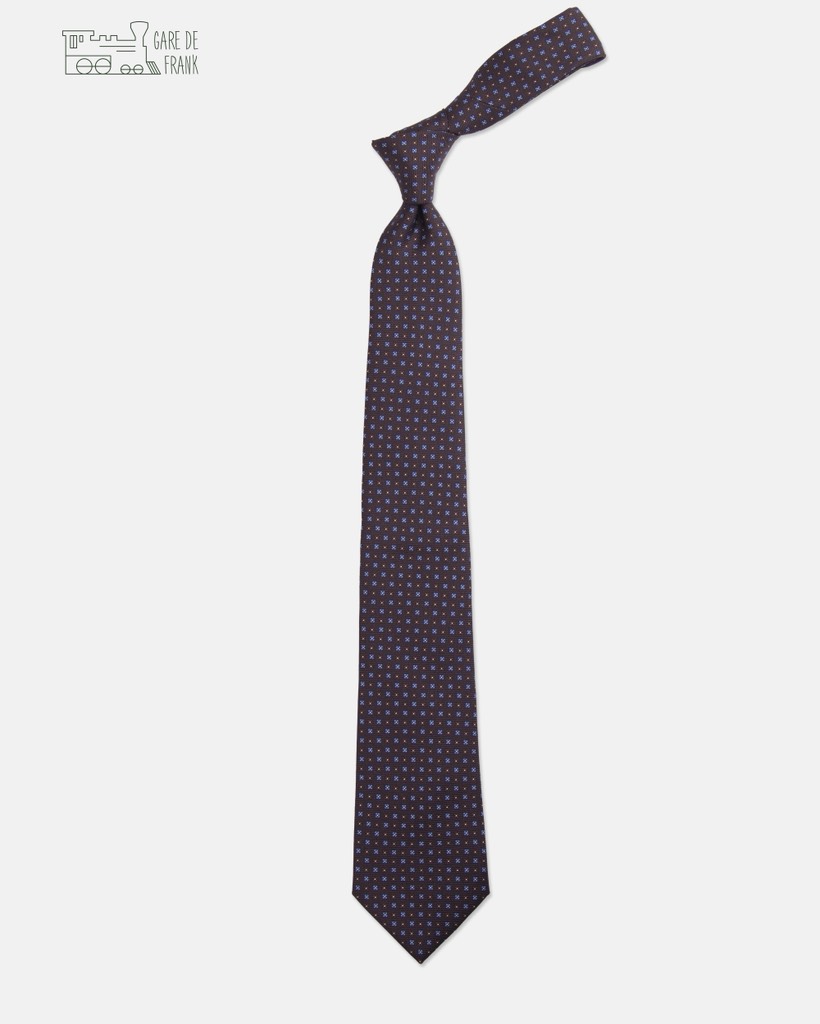 Brown Cube Patterned Silk Tie