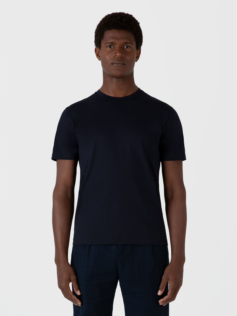 Riviera Crew Neck T-Shirt in Midnight Navy