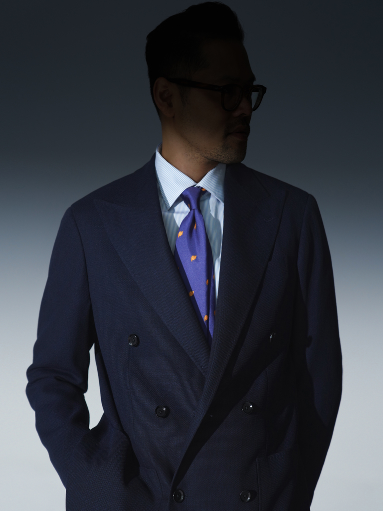 Double-breasted Balloon navy blazer 15X