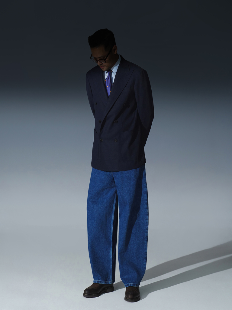 Double-breasted Balloon navy blazer 15X