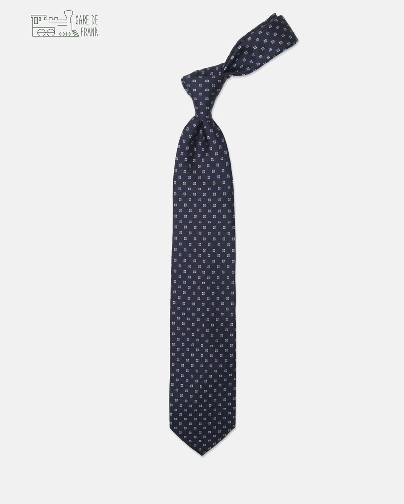 3-Fold Silk Tie In Ocean Blue/Offwhite Floral