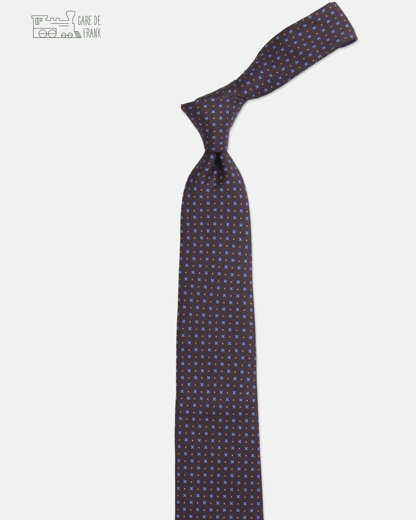 Brown Cube Patterned Silk Tie