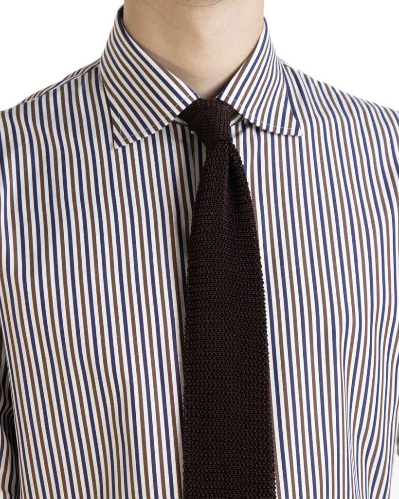 Navy/ Brown Candy Stripe Shirt 03CA