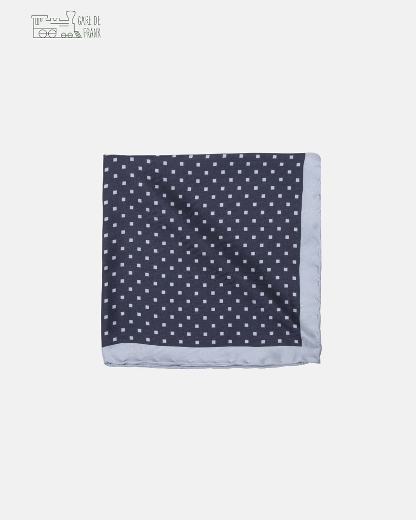 Navy/Grey Square Dot Silk Pocket Square