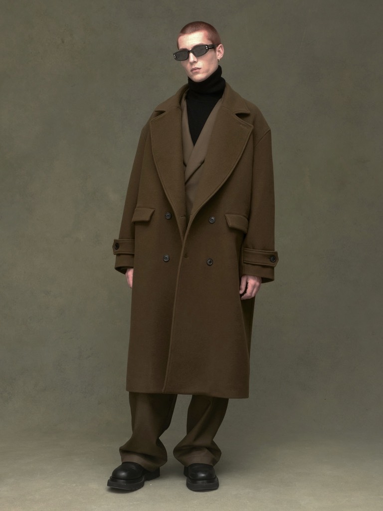 Áo khoác Double Breasted Overcoat In Brown
