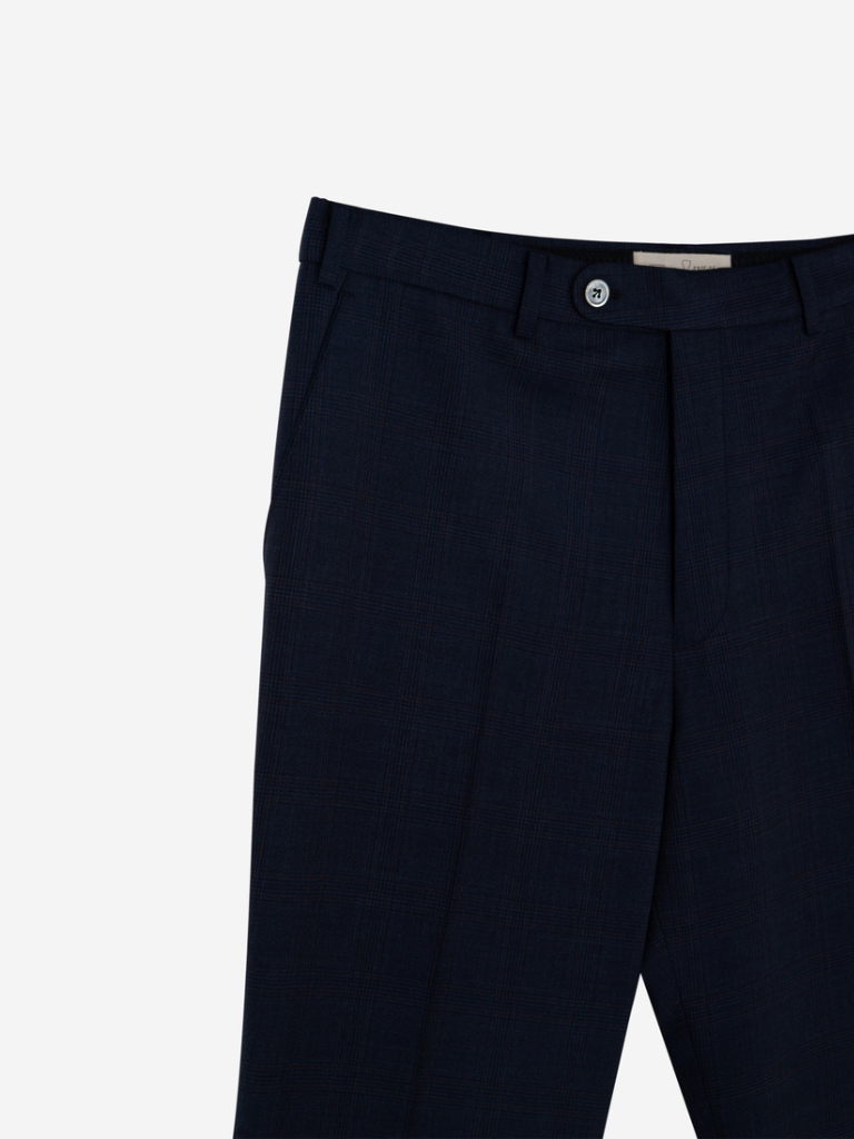 Navy check trousers 02NK
