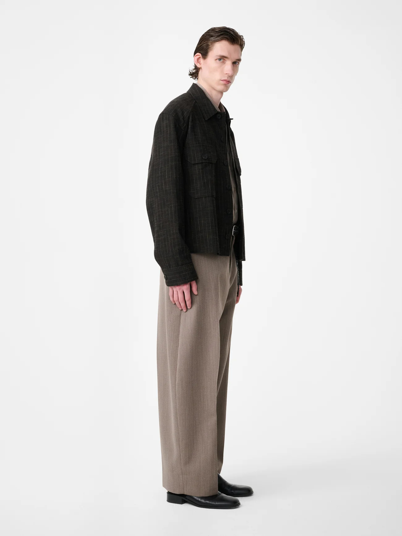 Peat Broken Pinstripe Kelver Overshirt