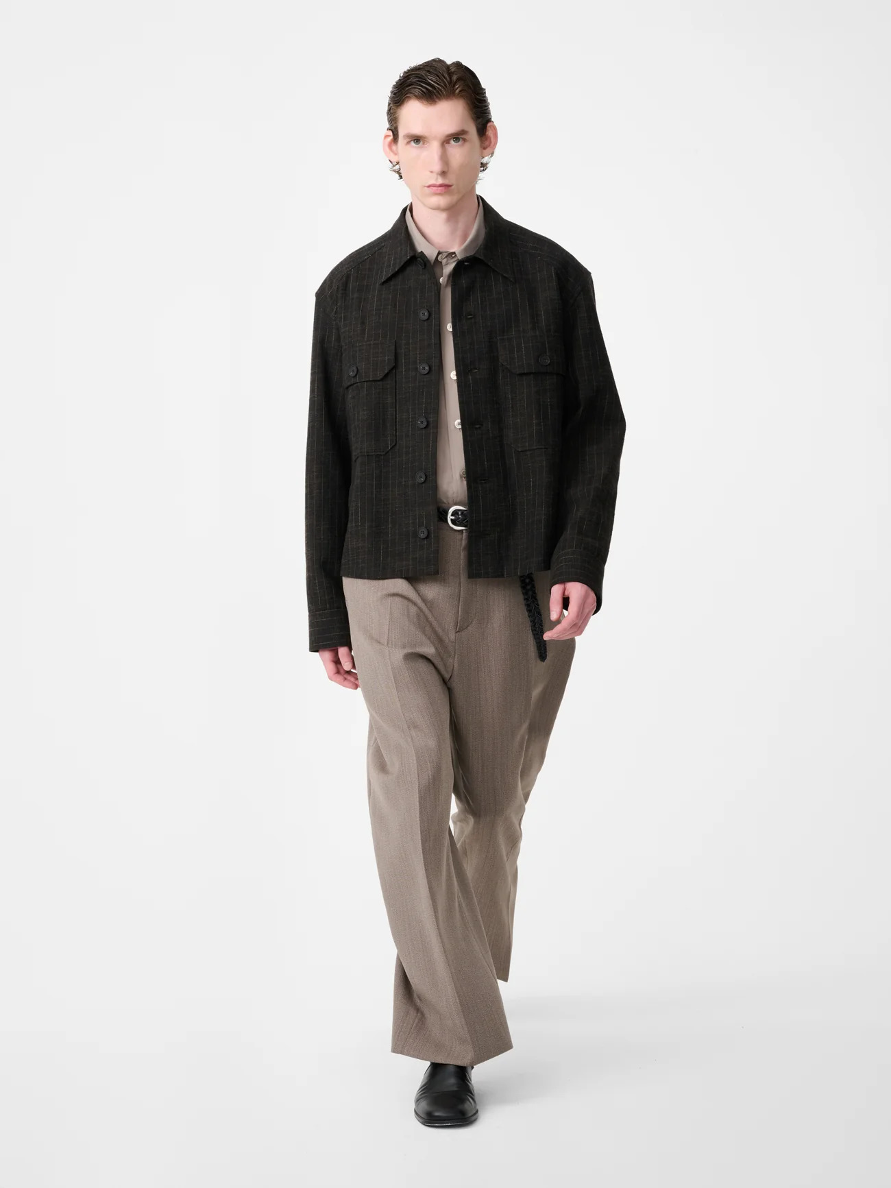 Peat Broken Pinstripe Kelver Overshirt