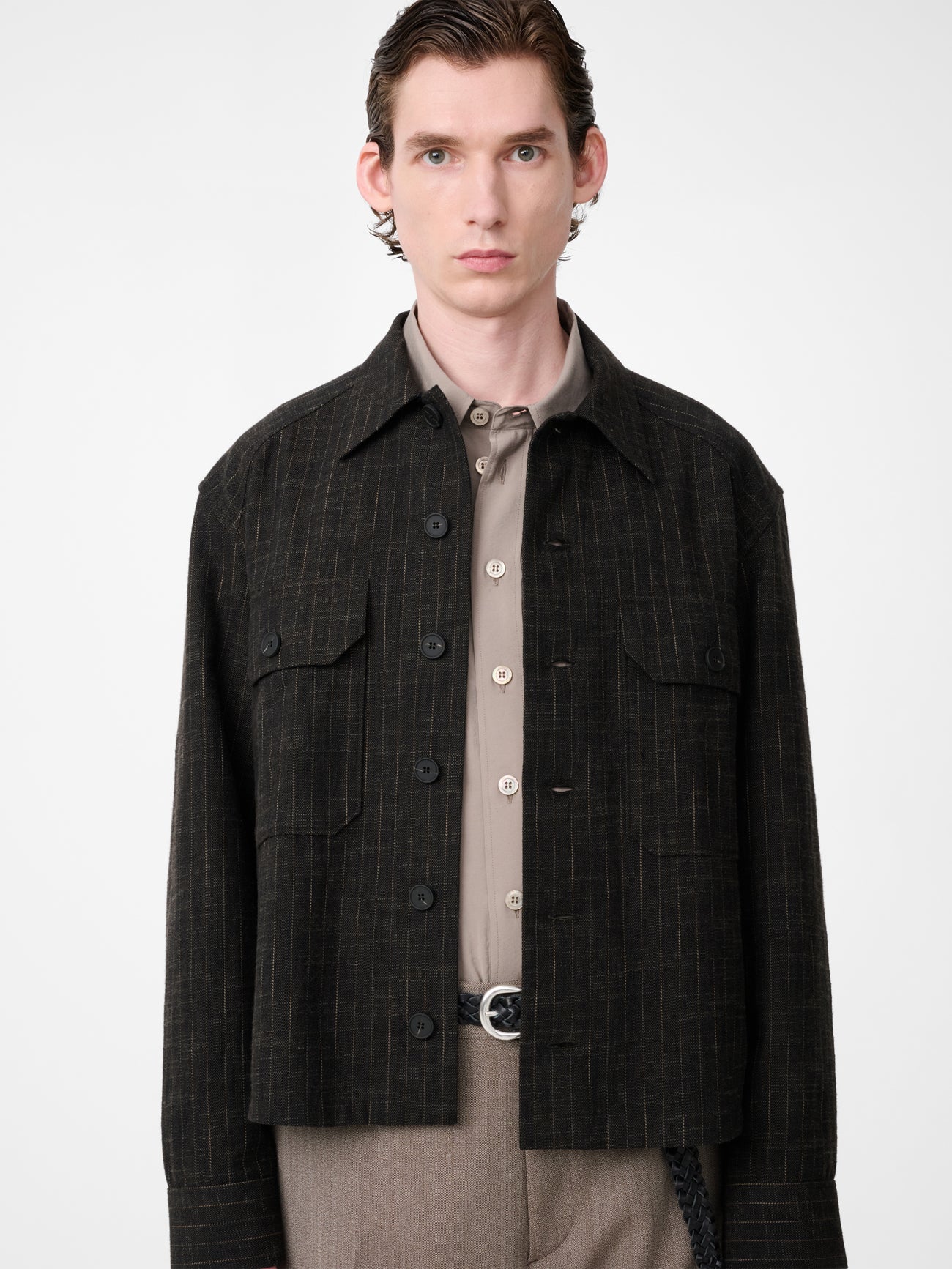 Peat Broken Pinstripe Kelver Overshirt