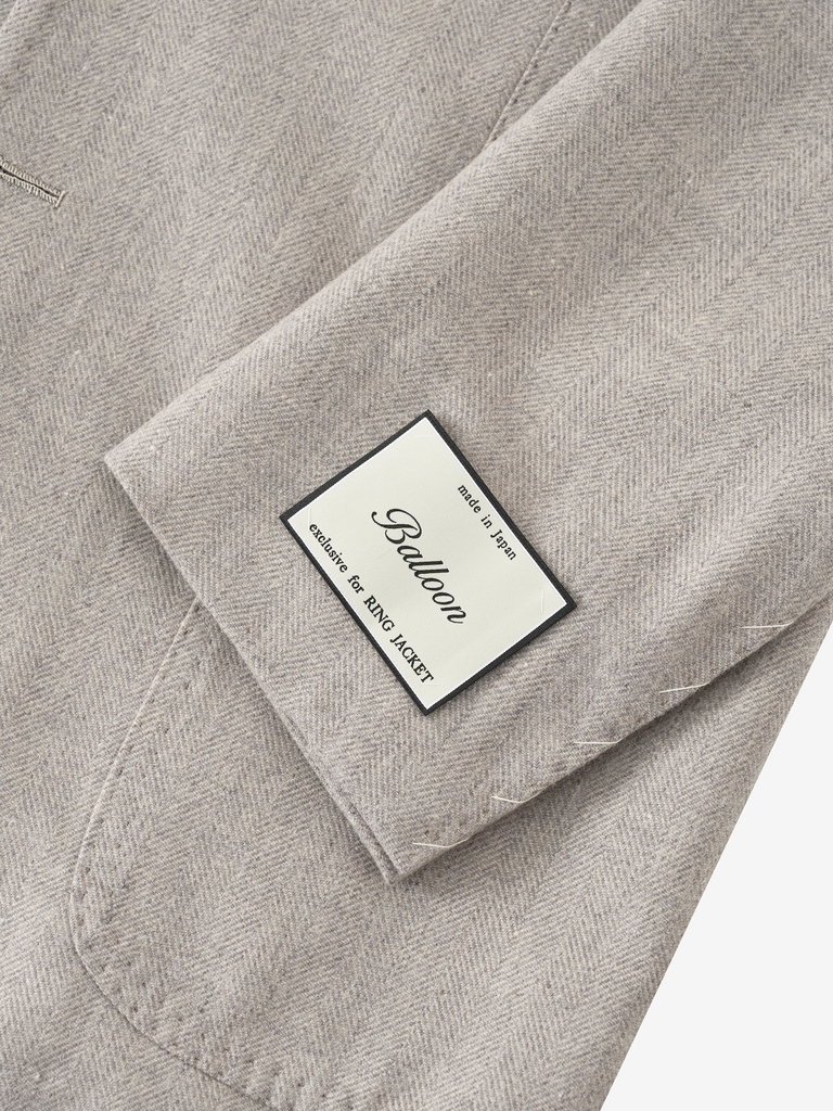Light Grey Herringbone Flannel Balloon Sport Jacket 02U
