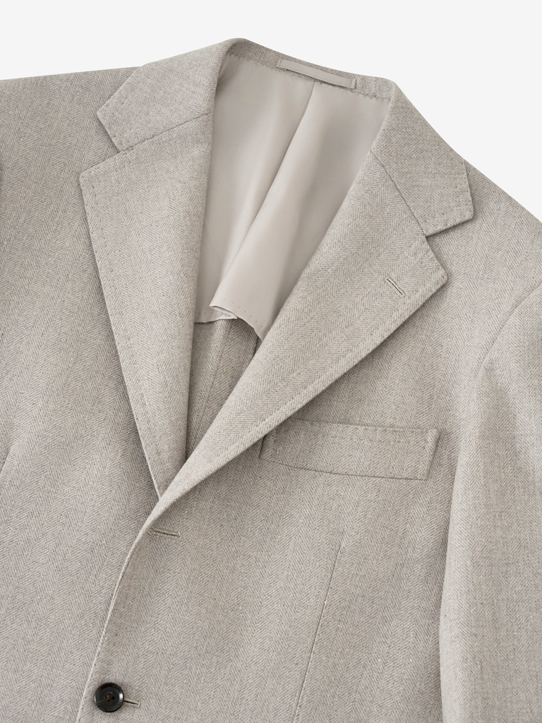 Light Grey Herringbone Flannel Balloon Sport Jacket 02U