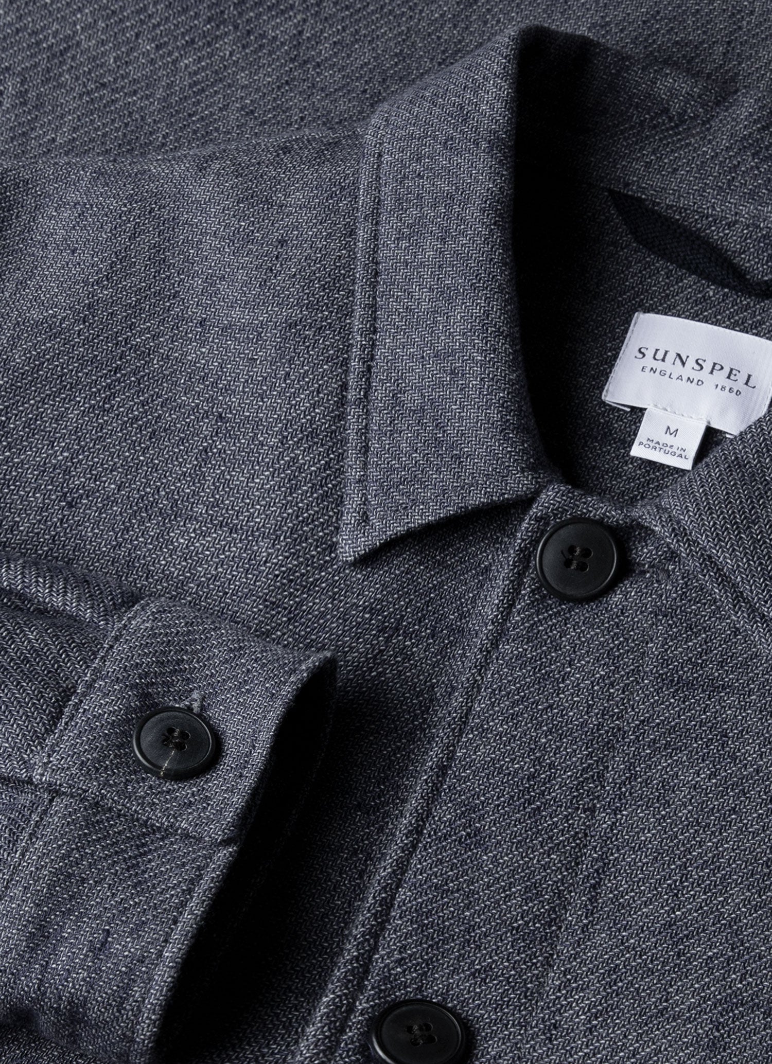 Denim Blue Cotton Linen Twill Twin Pocket Jacket