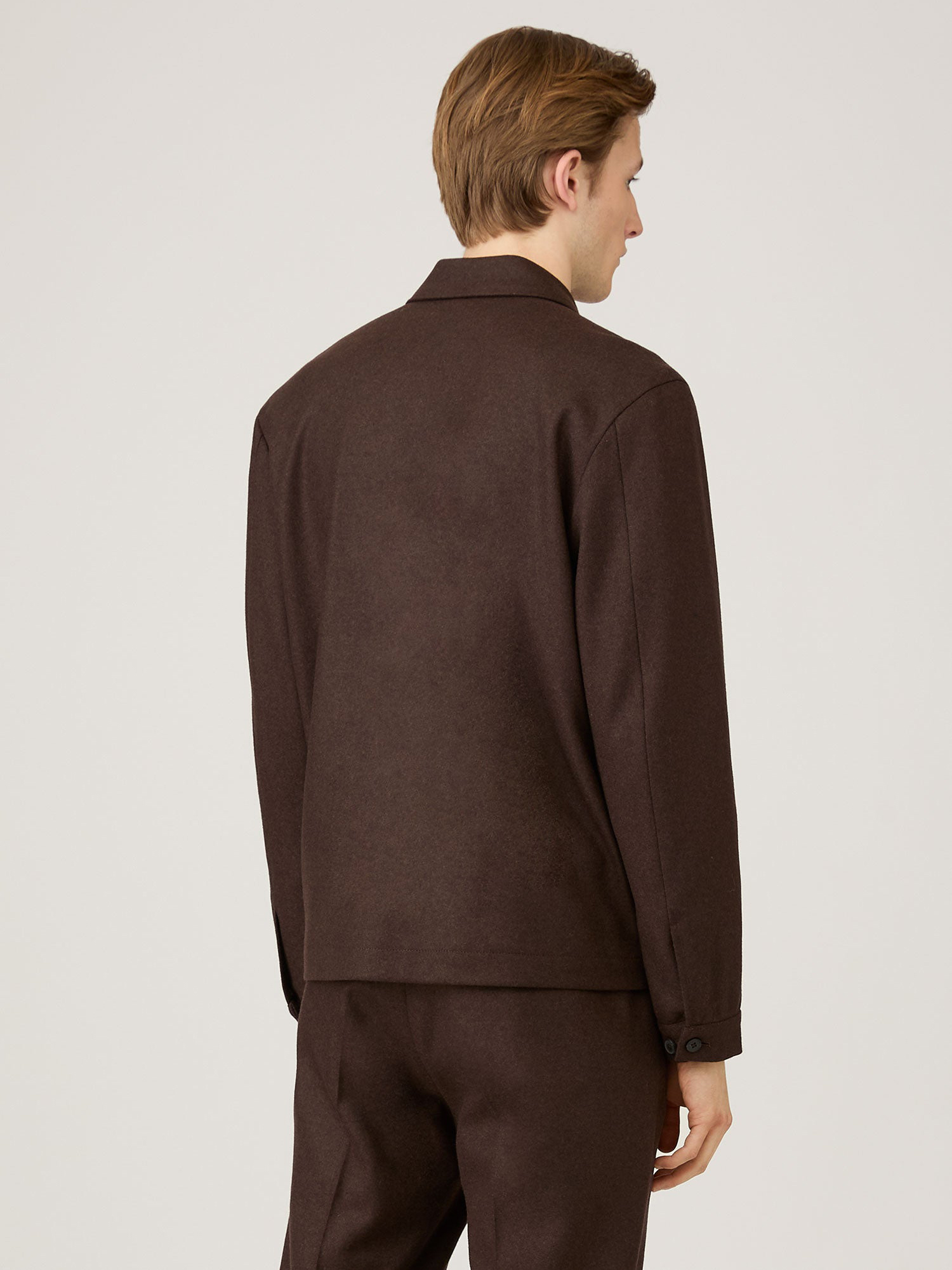 Boiled Wool Harrington Jacket in Truffle