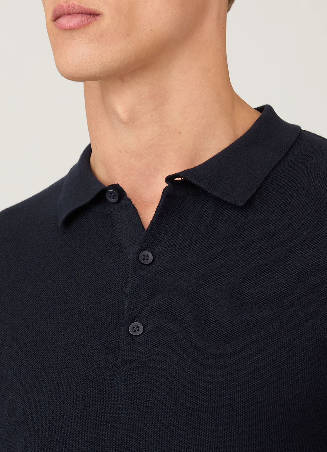 Fine Texture Polo Shirt in Navy