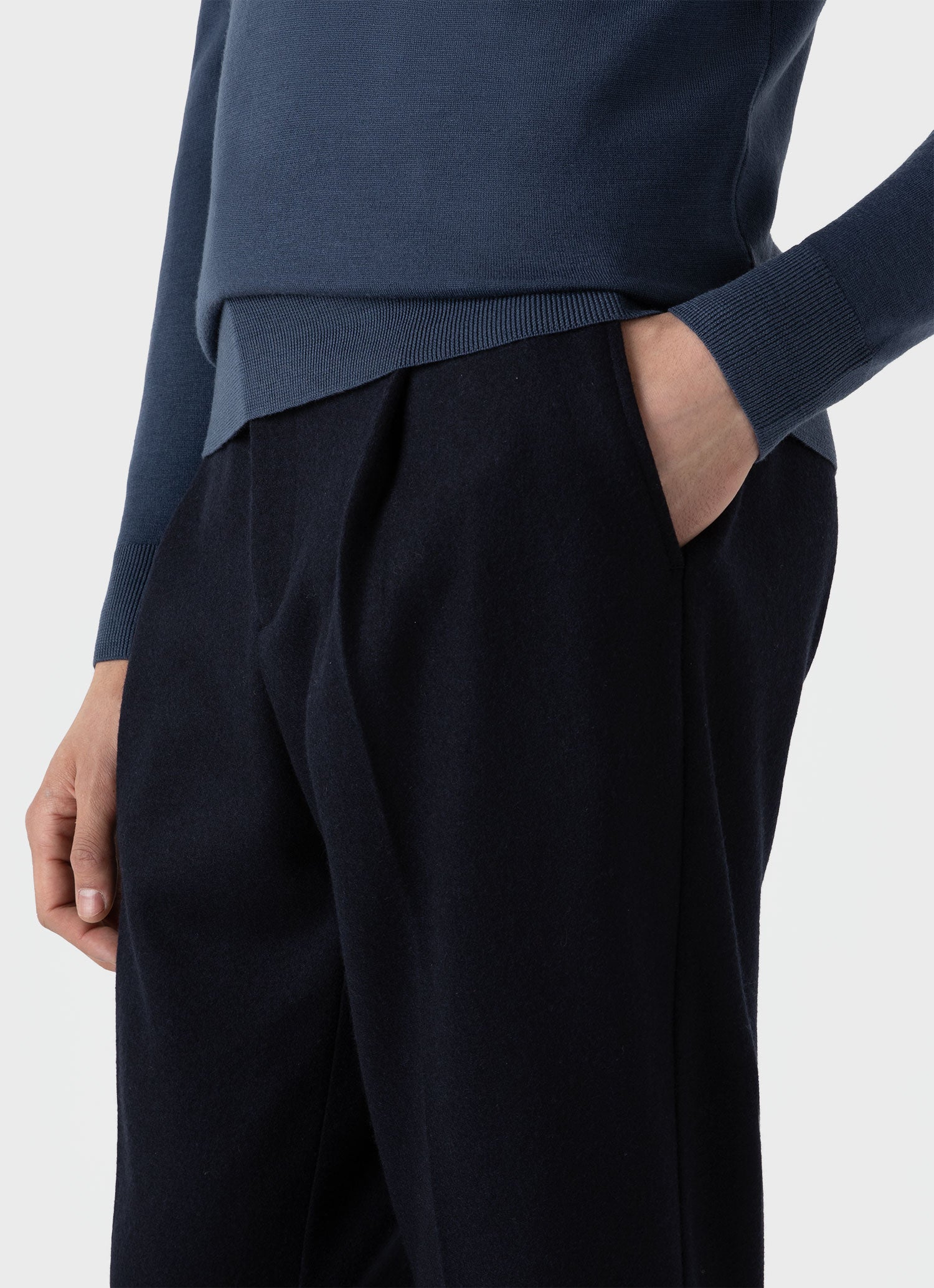 Boiled Wool Trouser in Navy