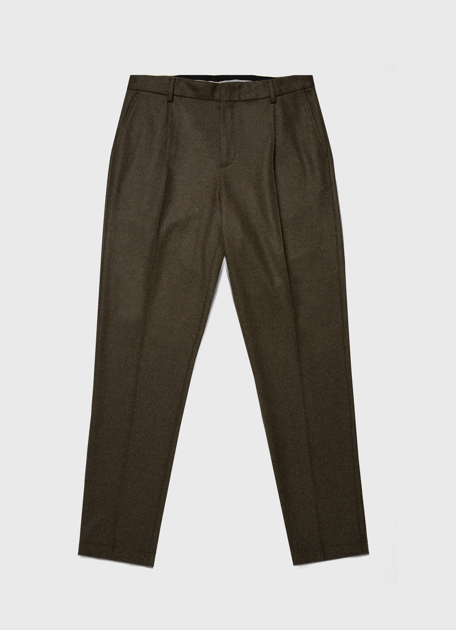 Boiled Wool Trouser in Dark Khaki
