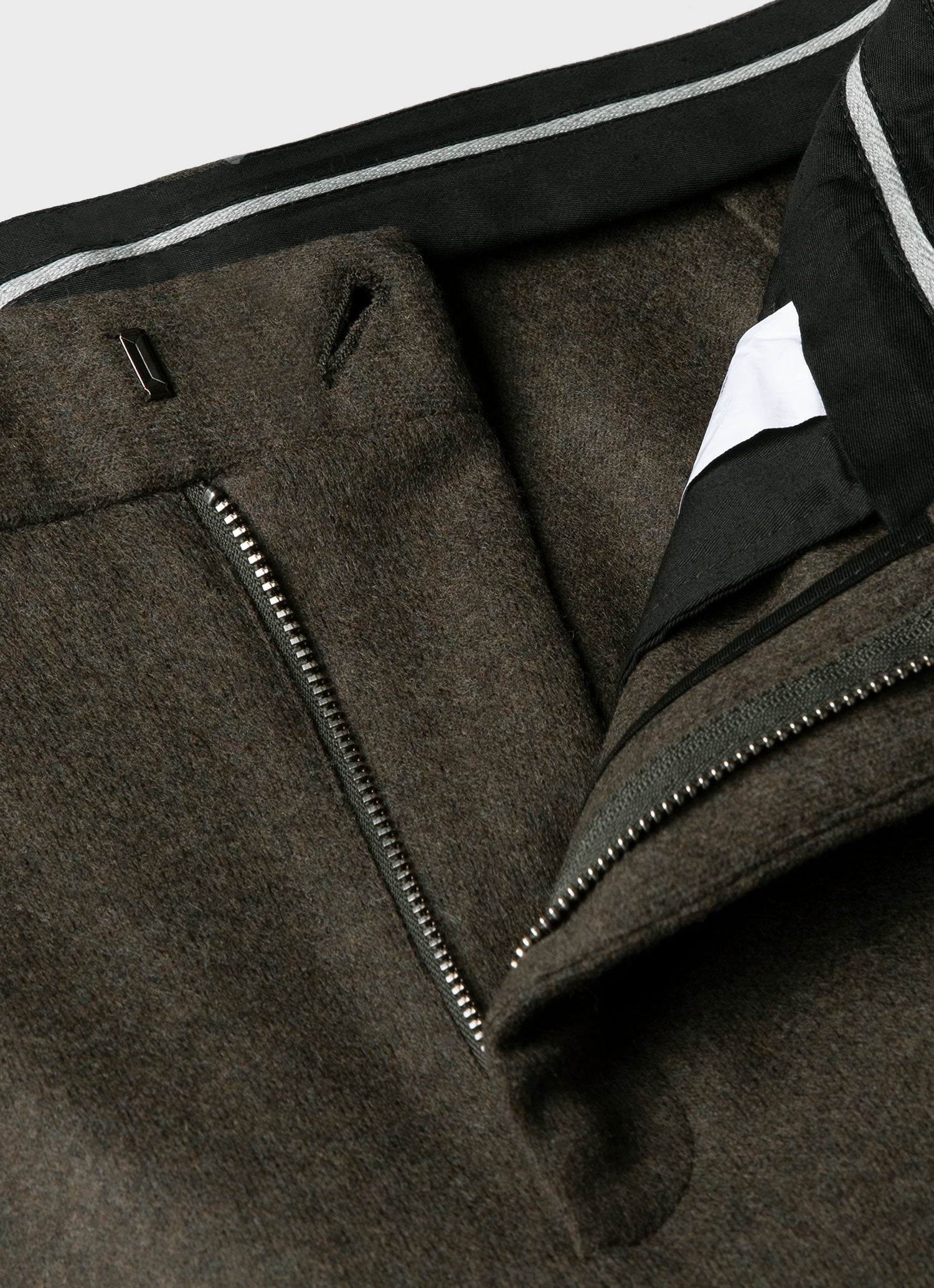 Boiled Wool Trouser in Dark Khaki