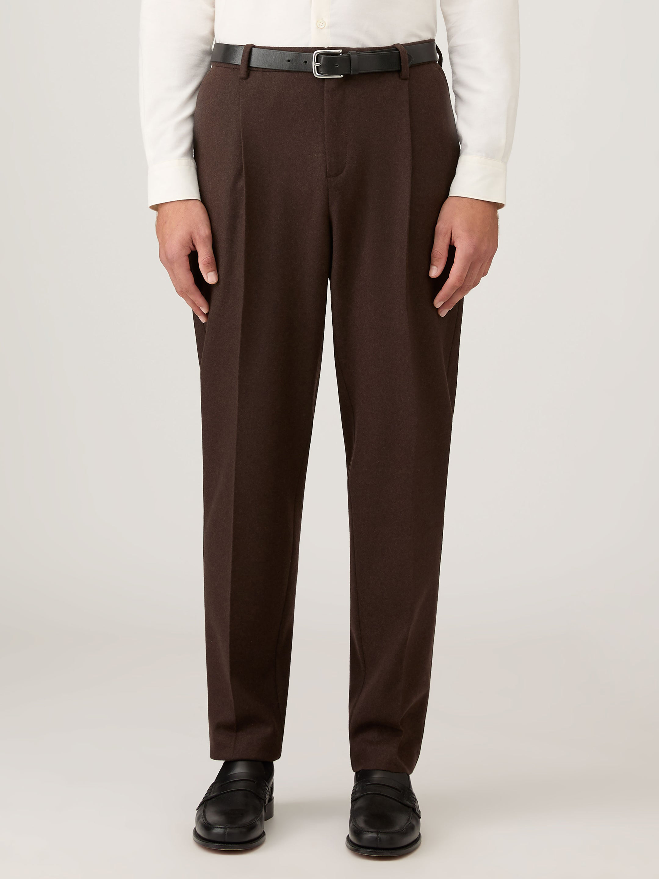 Boiled Wool Trouser in Truffle