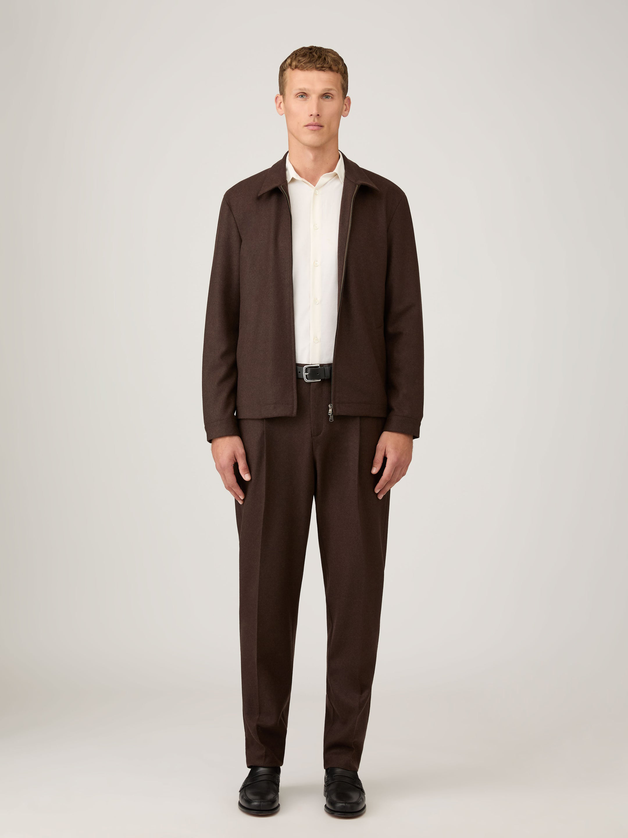 Boiled Wool Trouser in Truffle