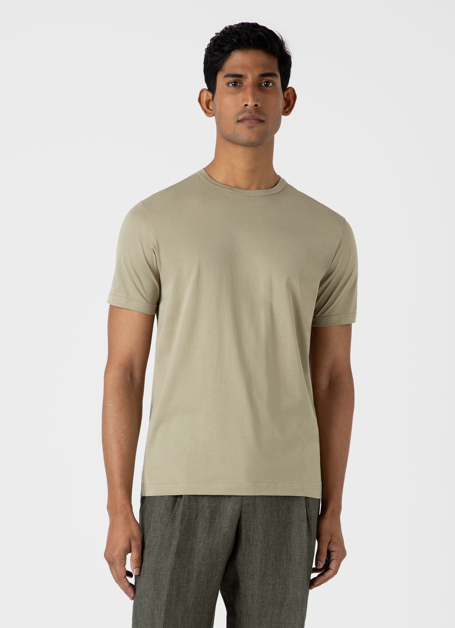 SS Crew Neck T Shirt in Pale Khaki