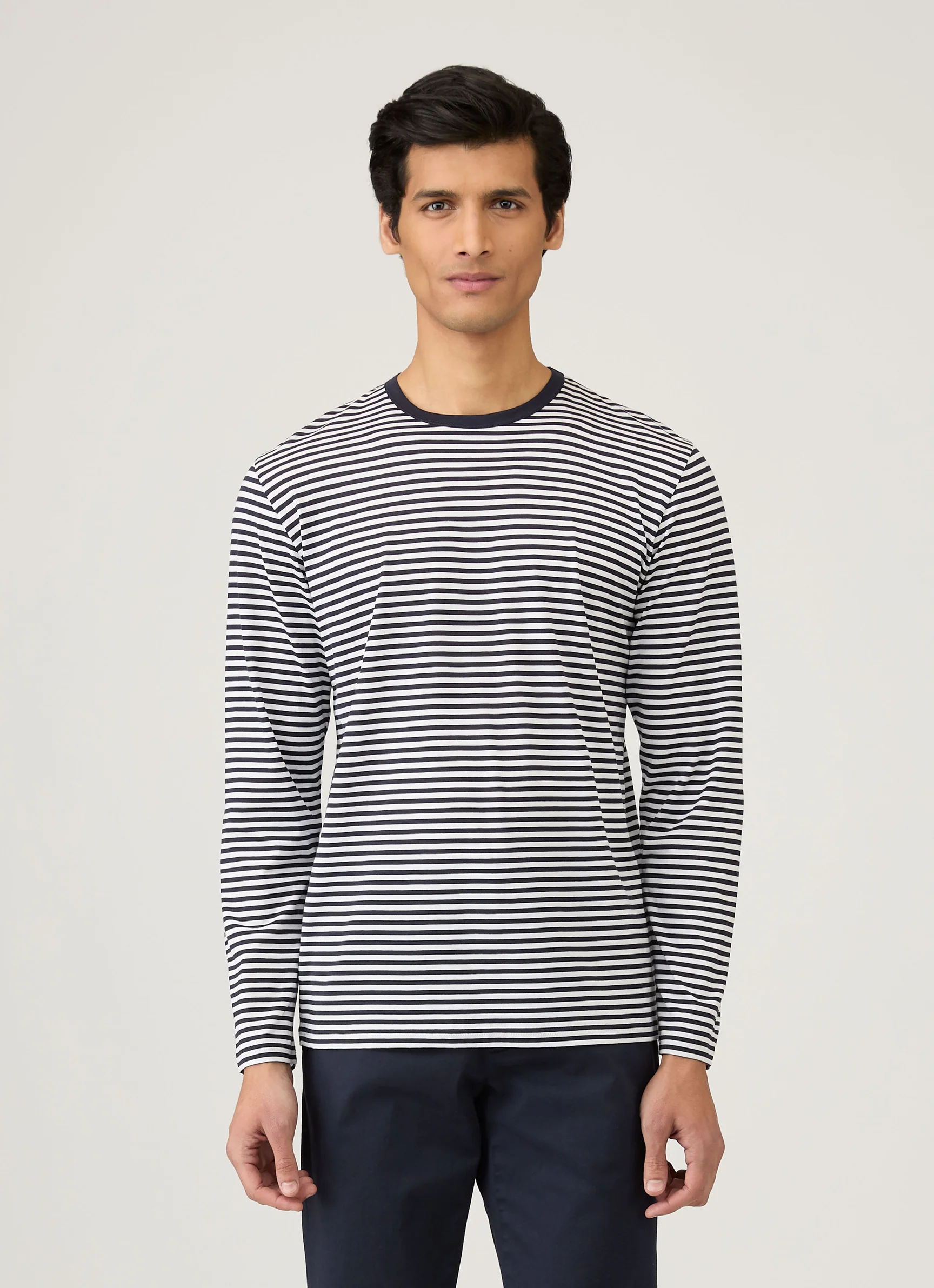 LS Classic T‑shirt in White/Navy Stripe