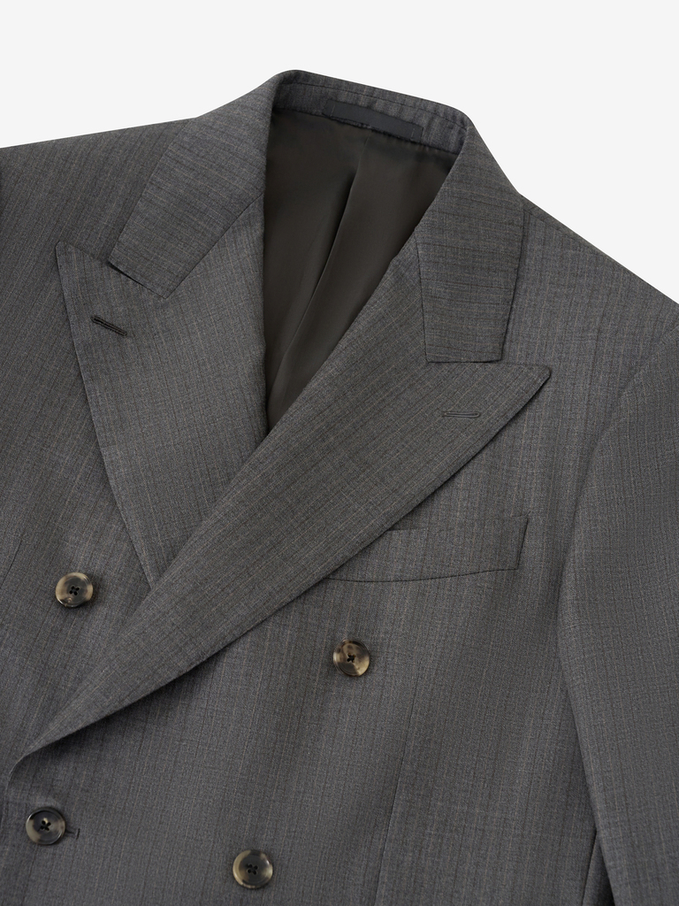 Norma Mid Grey Striped Double-Breasted Suit
