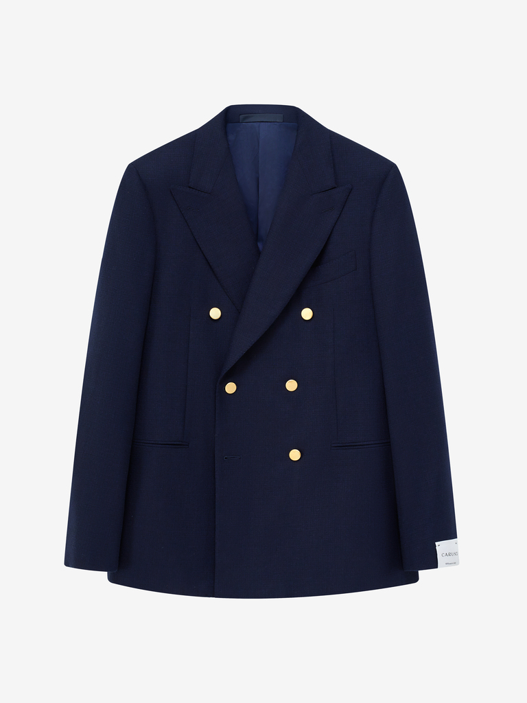 Norma Navy Flannel Double-Breasted Blazer