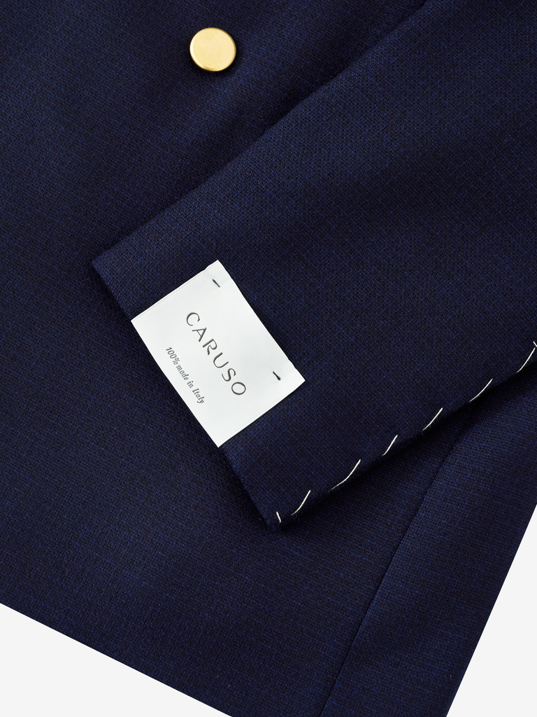 Norma Navy Flannel Double-Breasted Blazer