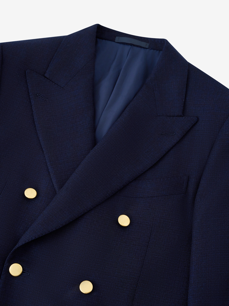Norma Navy Flannel Double-Breasted Blazer