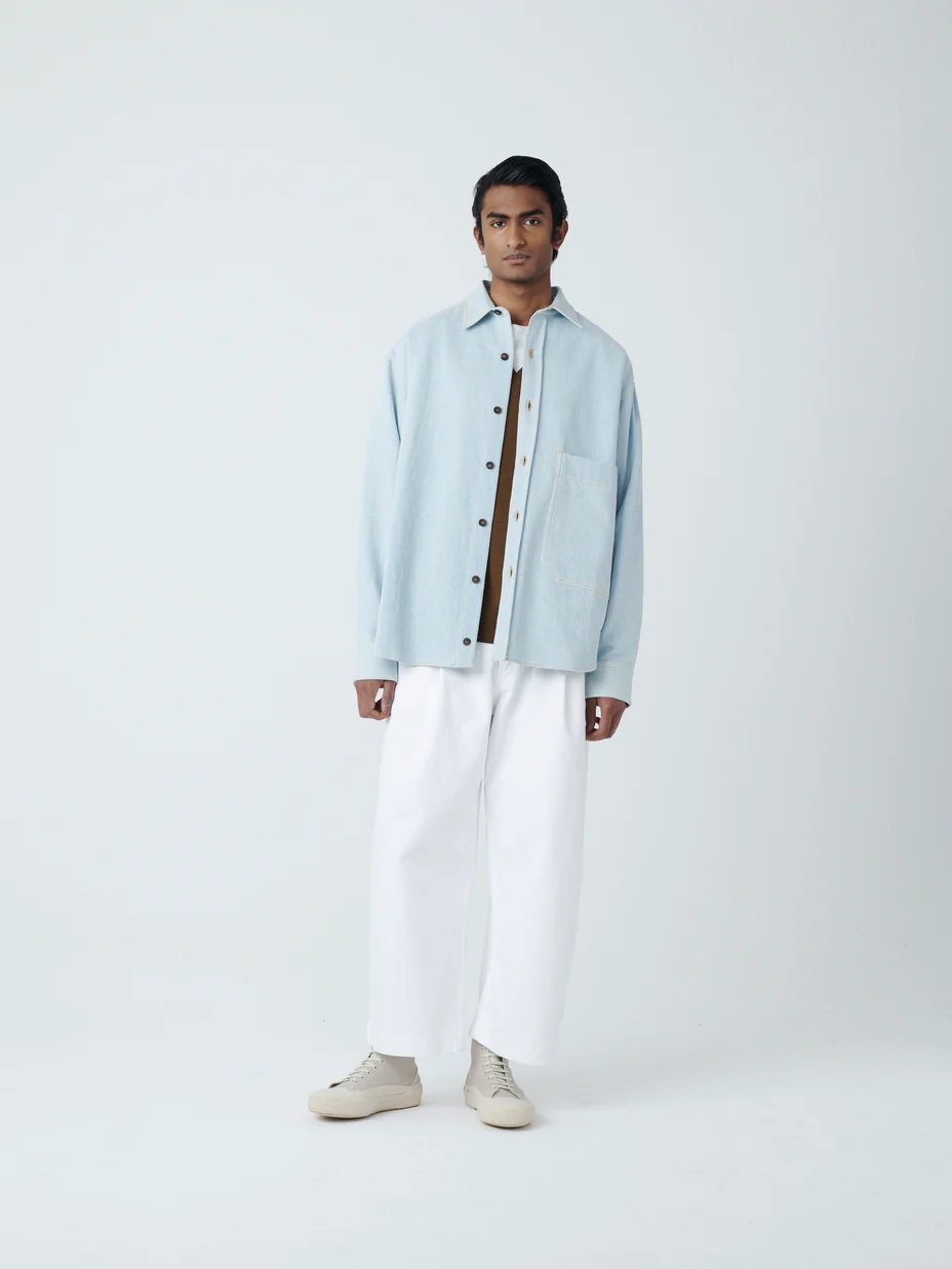 Áo Prince Denim Shirt in Ice Blue