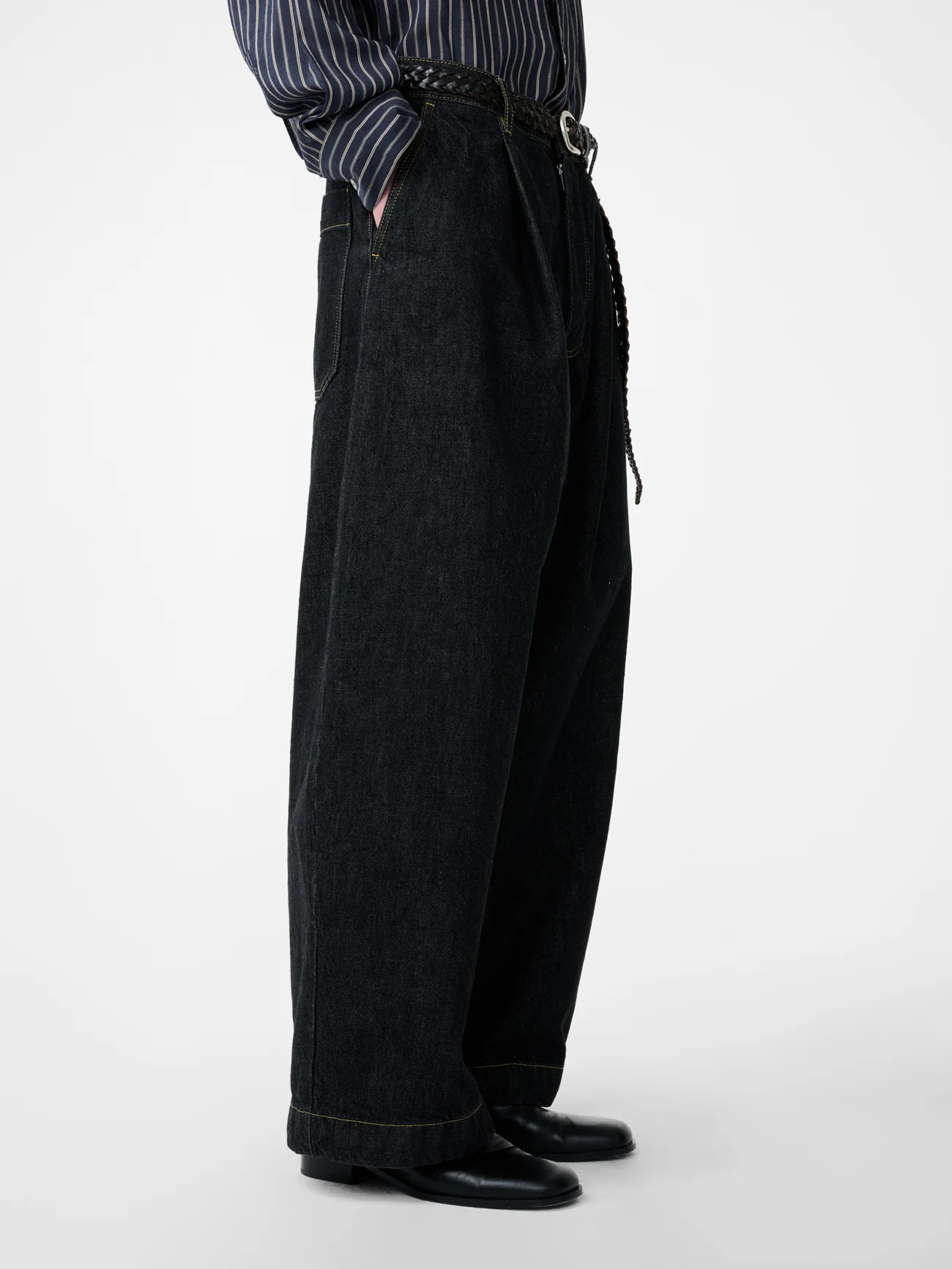 Black Italian Denim Puch Pants