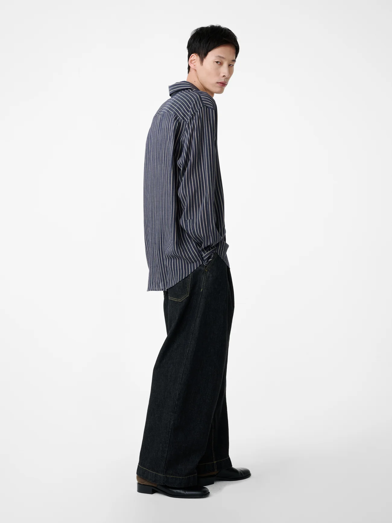 Black Italian Denim Puch Pants