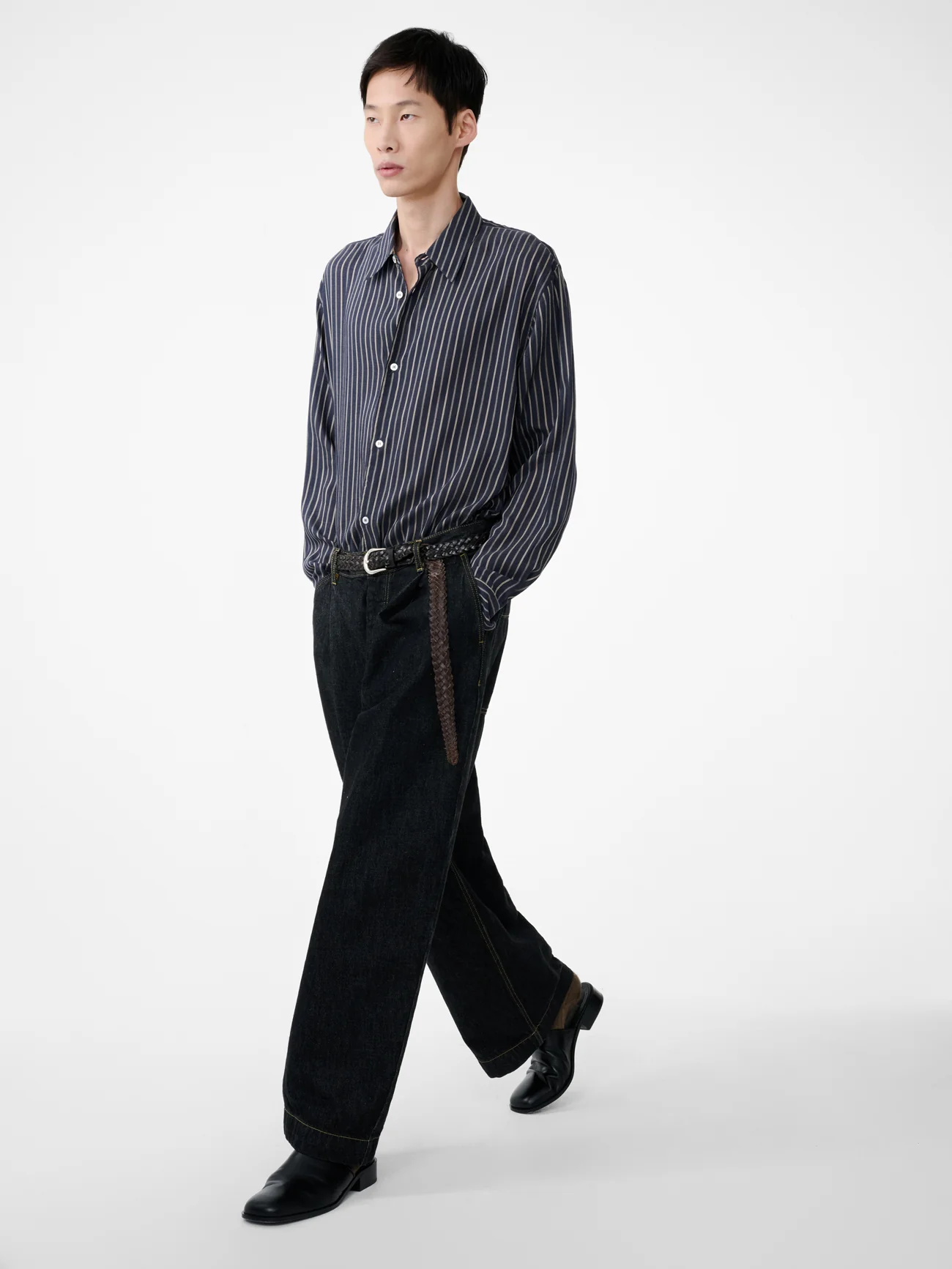 Black Italian Denim Puch Pants