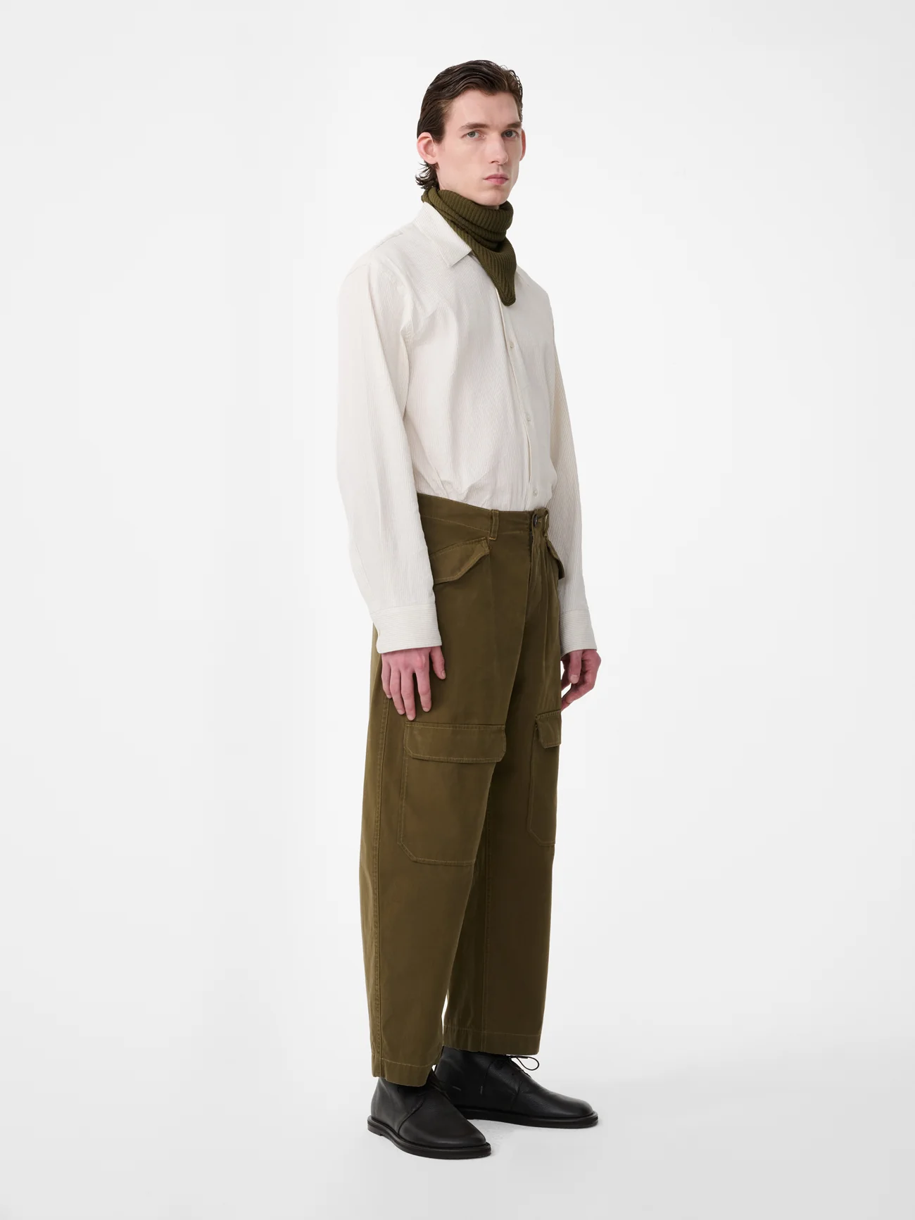 Olive Military Canvas Ravel Pants