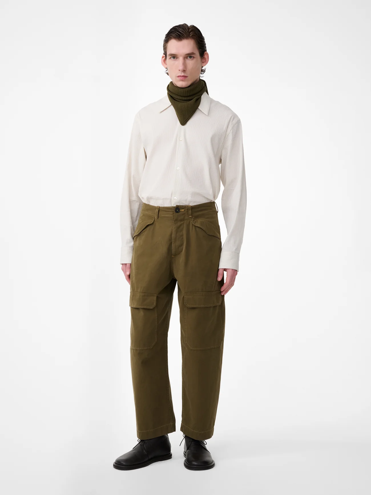 Olive Military Canvas Ravel Pants