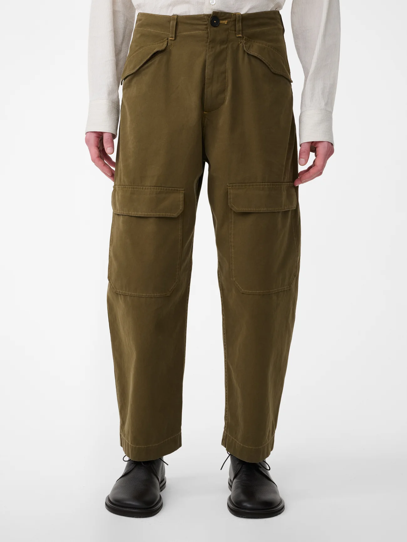 Olive Military Canvas Ravel Pants