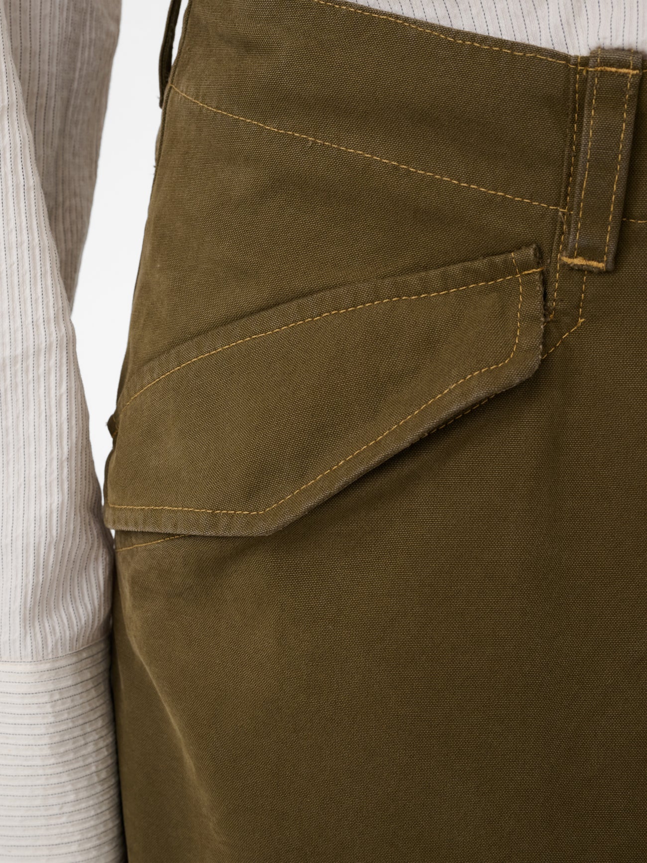 Olive Military Canvas Ravel Pants
