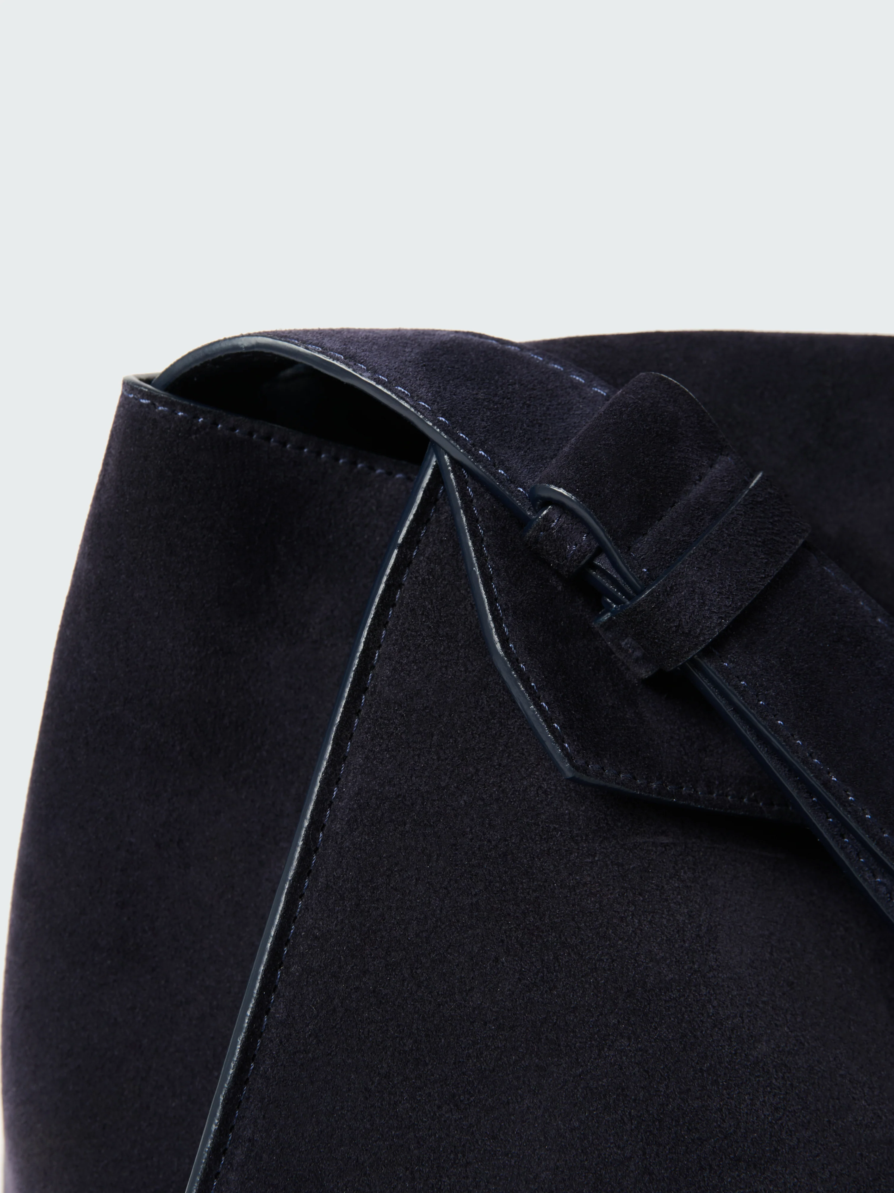 Darkest Navy Vesuvio Suede Shiboru Bag