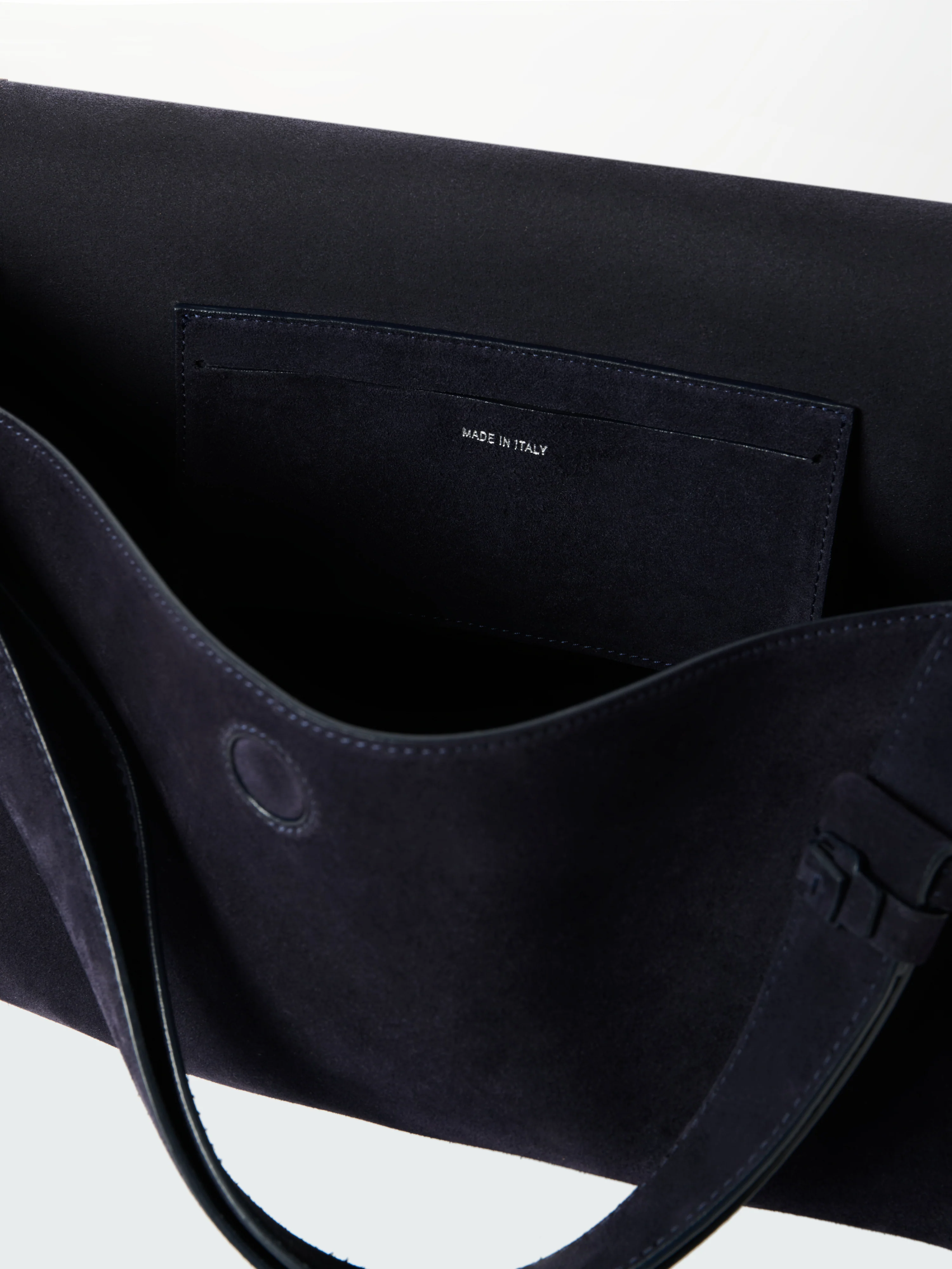 Darkest Navy Vesuvio Suede Shiboru Bag