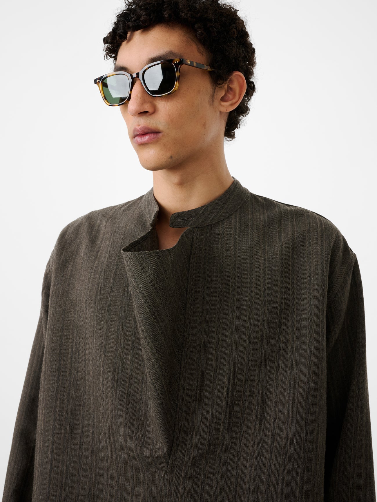 Black Herringbone Shirting Solis Shirt