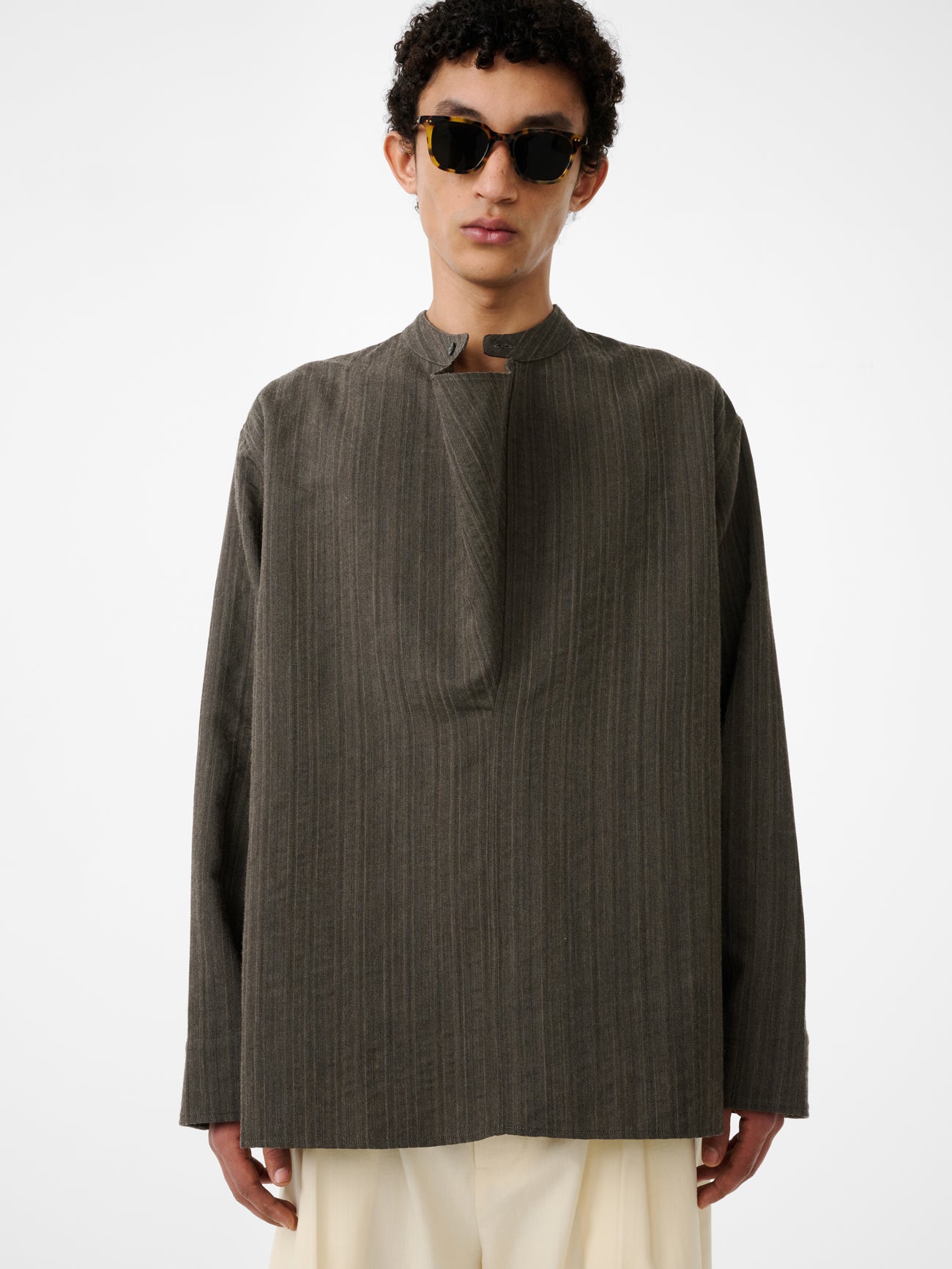 Black Herringbone Shirting Solis Shirt