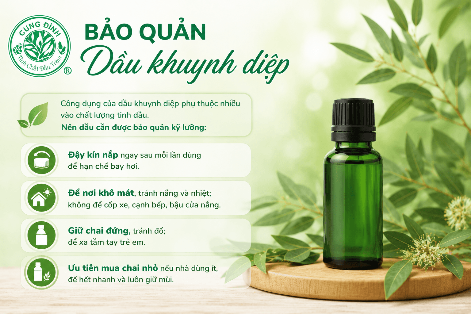 Lưu ý khi bảo quản dầu khuynh diệp